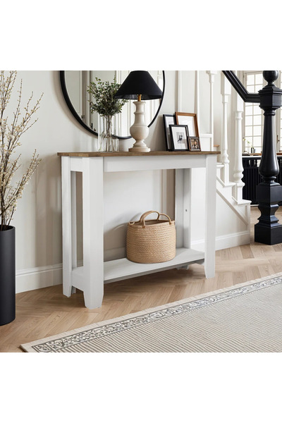 Poyraz Furniture Accessory Konsol Masası, Ahşap, Beyaz, Toz Ceviz/Siyah, İnci...