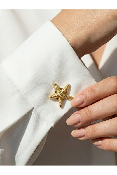 GKCBijoux Yeni Trend Kadın Kol Düğmesi Görünümlü Düğme Kapağı Broş Düğme Klip...