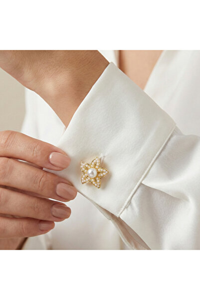 GKCBijoux Yeni Trend Kadın Kol Düğmesi Görünümlü Düğme Kapağı Broş Düğme Klip...