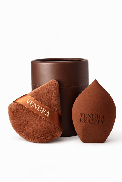 Venura Beauty Makyaj Süngeri & Pudra Pufu– Premium Silindir Kutu