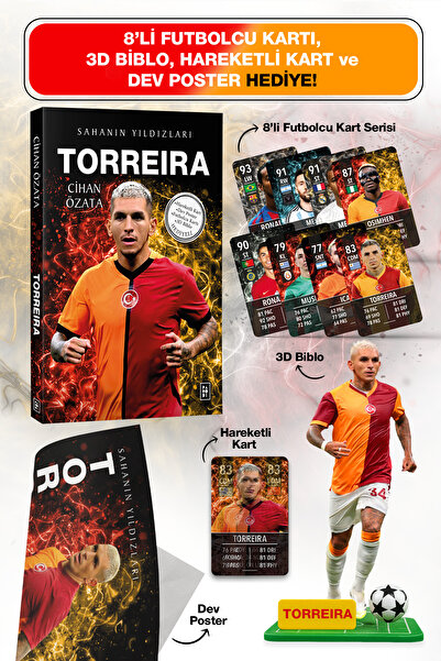 Parodi Yayınları Torreira Futbolcu Kitabı - 3D Biblo, 8'li Futbolcu Kartı, De...