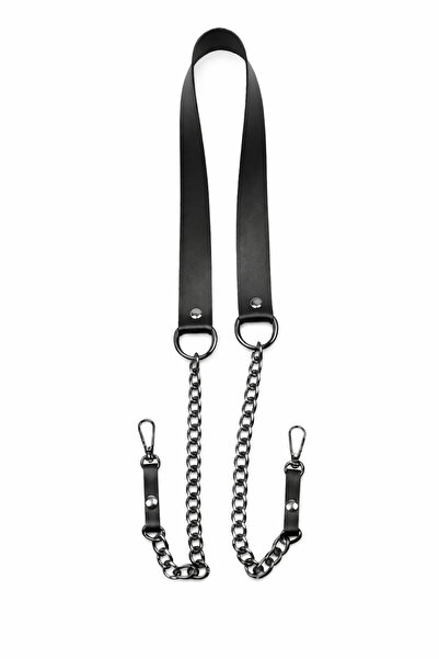 Nildenhobim Anthracite Chain Bow Model Bag Strap – Black Leather, Includes Ho...