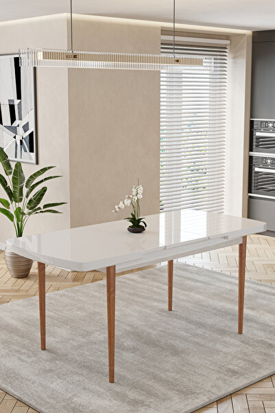 Kaktüs Avm 80x170CM Mutfak Masası Takımı | 4 Kişilik Açılır Masa Sandalye Takımı - Beyaz Masa - Antrasit