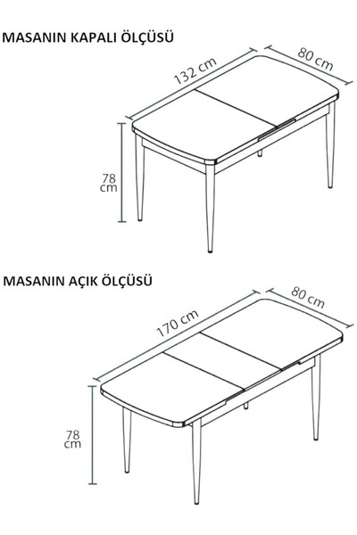 Kaktüs Avm 80x170CM Mutfak Masası Takımı | 4 Kişilik Açılır Masa Sandalye Takımı - Ceviz Masa - Krem