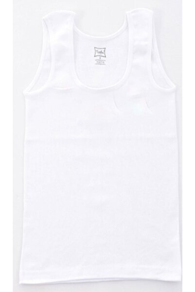 Tutku Girl's White Wide Strap Satin Ribbed Undershirt 6-Piece Pack-White-8-10...