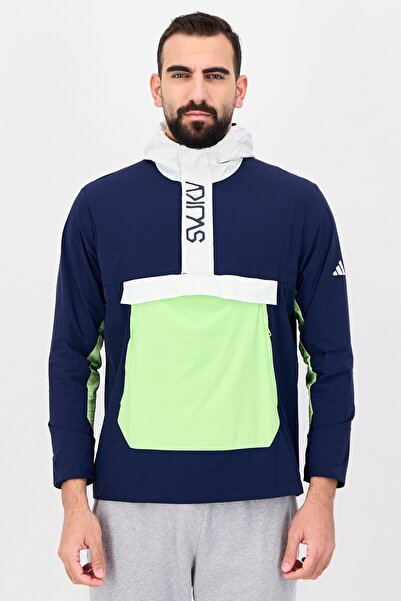 adidas Men Sportswear Fit Long Sleeve Anorak Hooded Outdoor Jacket, Multicolor