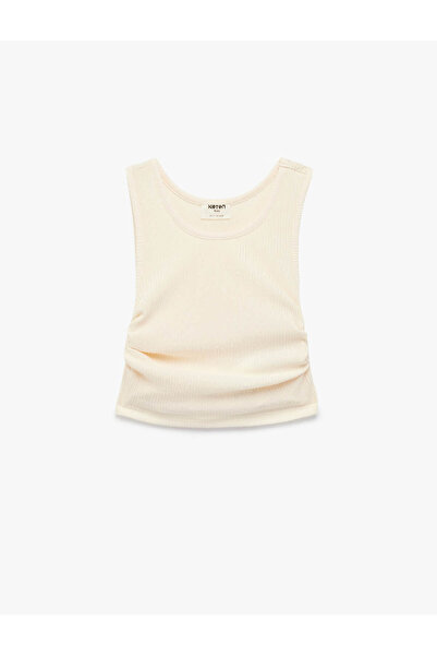 Koton Büzgülü Bej Kız Çocuk Bluz 6SKG60075AK