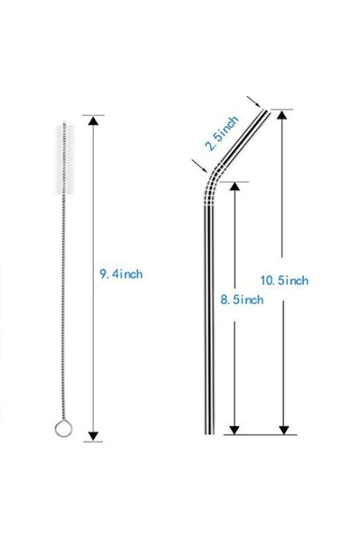 HALAMODO Silver 2-Piece Straw Set with Brush Cleaner