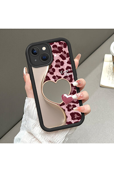 CASEVIBE iPhone 15 Plus Uyumlu, Şık Leopar Desenli, Aynalı Silikon Telefon Kı...