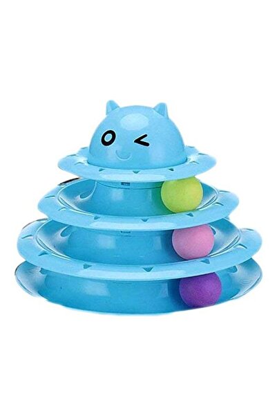 HALAMODO 3-Layer Tracks Turntable Cat Toy With Balls Blue/Green/Purple
