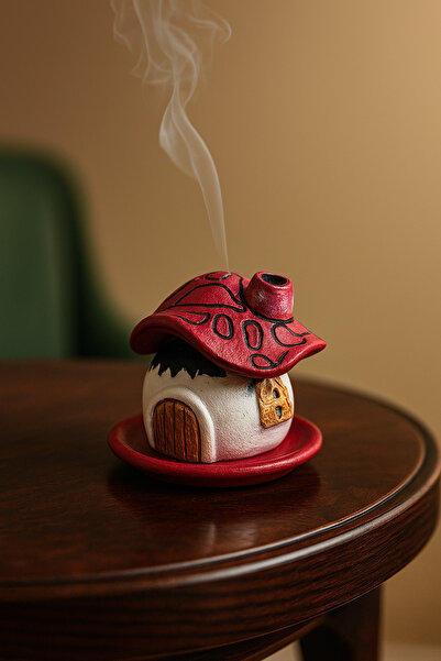 LOTUShediyelik001 kırmızı mantar ev konik tütsülük