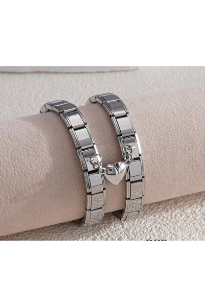 roshel 2-Piece Magnetic Couple Lover Italian Charm Bracelet Flexible 316L Tar...