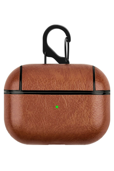 HALAMODO غطاء حماية لعلب الشحن مع حلقة تثبيت لسماعات أبل إير بودز برو - بني ف...