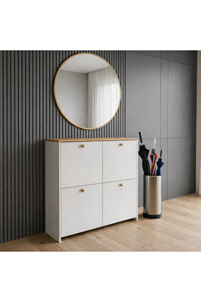 Misterium Via 4 Kapaklı Çok Amaçlı Ayakkabılık ve Antre Dolabı - Beyaz