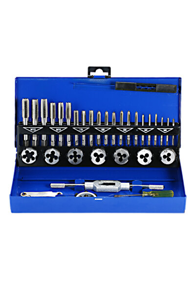 HALAMODO 32-Piece HSS Tap And Die Set Silver/Blue