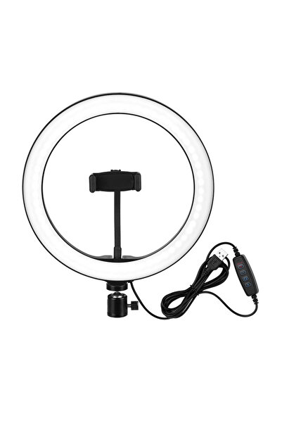 HALAMODO LED Ring Light Dimmable Desk Camera Lamp Black/White 10.2inch