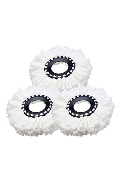HALAMODO 3-Piece Replacement Spin Mop Head Set White/Black