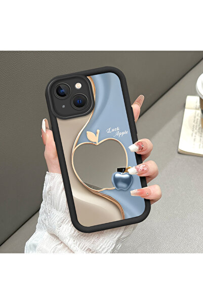 CASEVIBE iPhone 15 Uyumlu Şık Elmalı Desenli, Aynalı Silikon Telefon Kılıfı i...