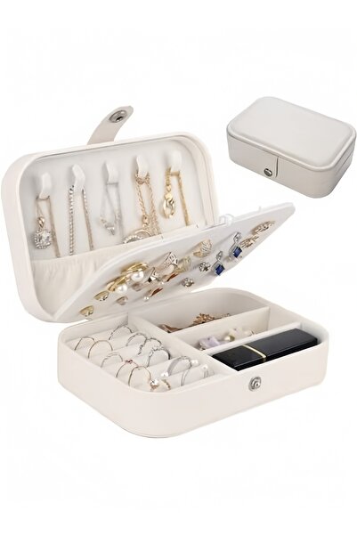 HALAMODO صندوق تخزين مجوهرات نسائية مستطيل الشكل، مناسب للأساور والأقراط والخ...