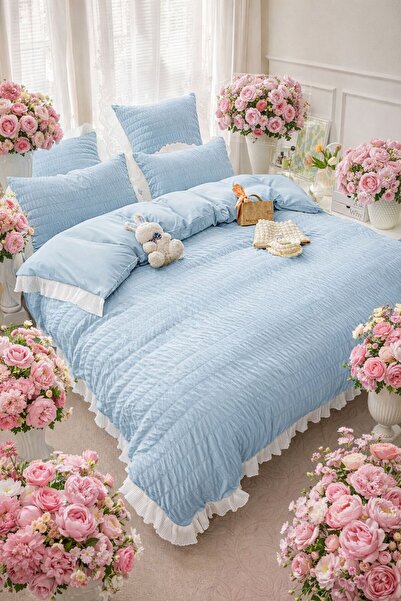 TALIDA HOME LINEN SET 6 PIECES FINE CREPON WITH RUFFLES