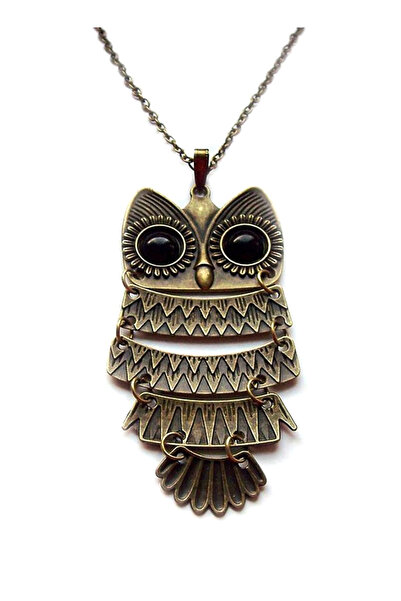 HALAMODO قلادة بومة برونزية مع قلادة أكريليك