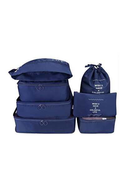 HALAMODO 7-Piece Travel Organizer Luggage Set Blue