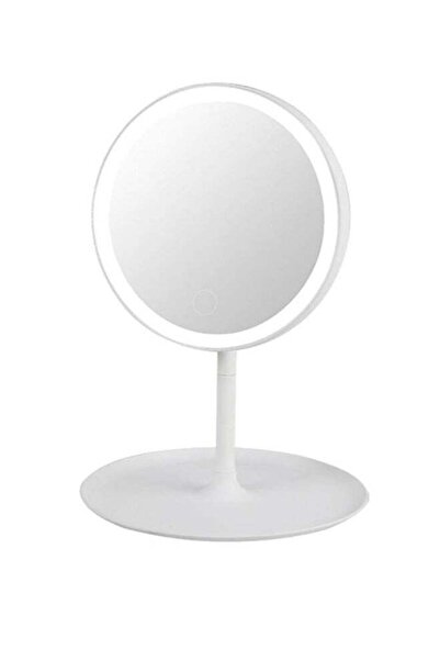 HALAMODO مرآة مكياج بإضاءة LED مزودة بزر يعمل باللمس وقاعدة دائرية قابلة لتعد...