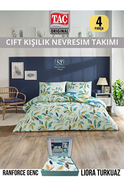 Taç LIORA TURKUAZ Ranforce Genç modasi Çift Kişilik Nevresim Takımı