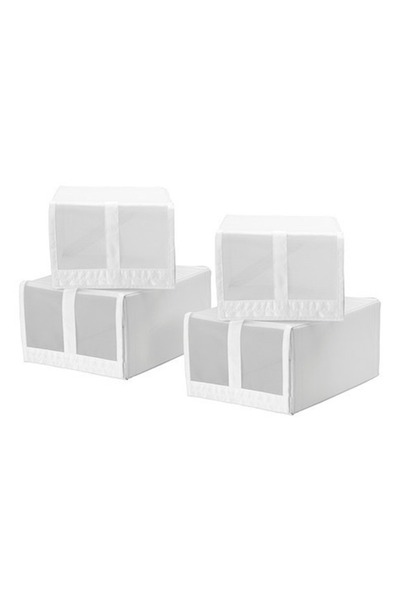 HALAMODO 4-Piece Folding Dustproof Shoe Organizer White Oxford Cloth Storage ...