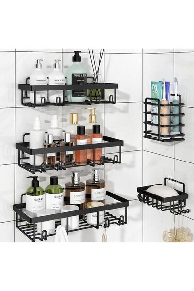 Arabest 5 Pack Shower Rack Storage Rack for Shower, Bonded Bathroom Wall Stor...