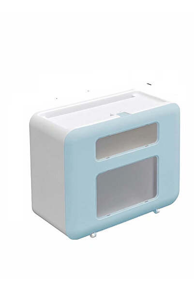 HALAMODO Waterproof Wall Mounted Tissue Box Blue/White 29x23x15centimeter