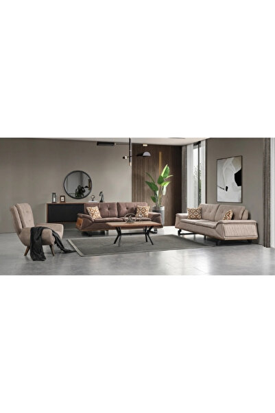 Mobilyaminegolden Bella Puf Modüllü Yataklı Koltuk Takımı 3+3+1+Puf