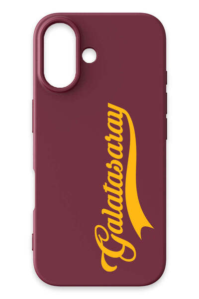 Galatasaray iPhone 16 Uyumlu El Yazı Bordo Silikon Lisanslı Telefon Kılıfı