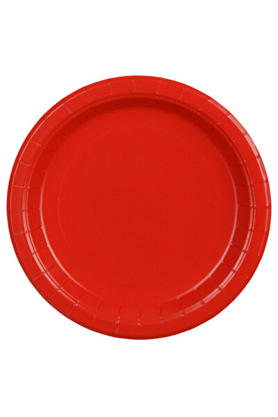 Partydeco Paper Plates Red 23 cm – Round Disposable Party Plates (Pack of 6)