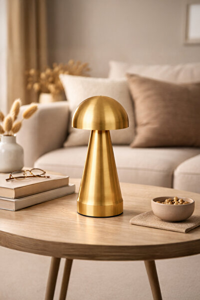 Vadi Dokunmatik Şarjlı 3 Kademeli Işıklı Gece Lambası USB Girişli Gold Metal ...