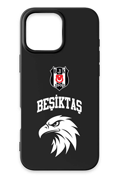 Beşiktaş iPhone 16 Pro Max Uyumlu Kolej Yazı Kartal Siyah Silikon Lisanslı Te...