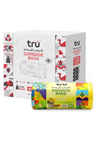 Tru ® Lemon Fragrance Garbage Bags 60x90cm 30 Gallon 20pc x 20 Rolls
