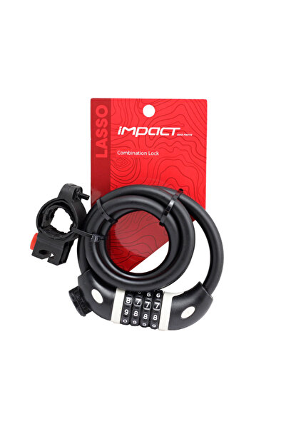 Impact Bike Lock - Lasso, 12X1000, Combination, with Bracket, Gray