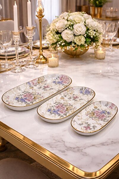 ACAR Rosa 3 Parça Kayık Tabak Seti