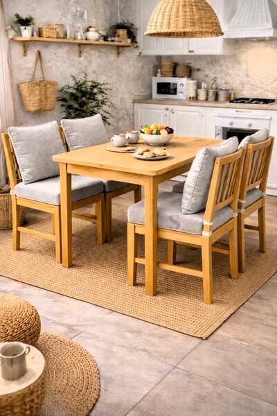 shules collection Set de 4 perne pentru scaun cu fermoar, gri, cu pernă pentr...