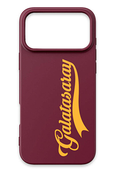 Galatasaray iPhone 17 Pro Max Uyumlu El Yazı Bordo Silikon Lisanslı Telefon K...