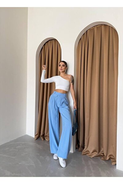 Wear Up Casual Pants with Pleats and Pocket Covers - Blue