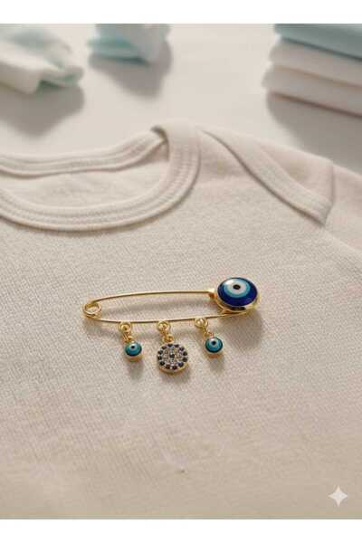 FOR YOU TAKI by Ezgi Bebek Nazar Boncuklu Yuvarlak Nazarlıklı Şık Yaka İğnesi