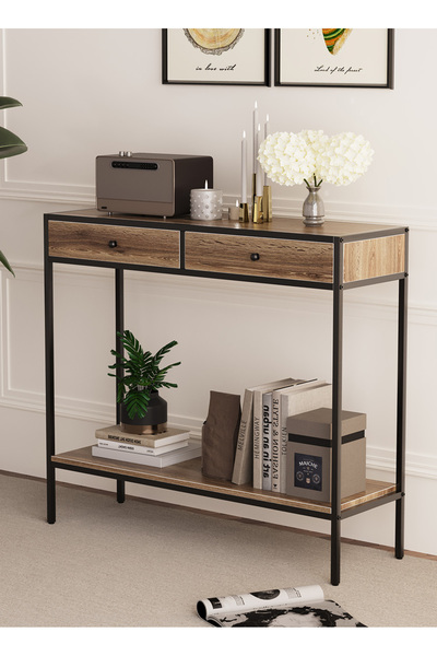 VariFurnx 100*33*90cm 2 Tier Console Table Sofa Table Coffee Corner with Stor...