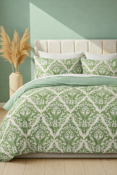 İQON Double Duvet Cover Set Damascoo Green Setçi̇ft
