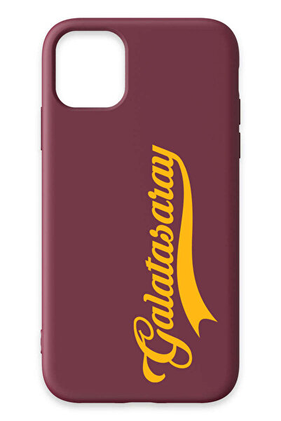 Galatasaray iPhone 11 Uyumlu El Yazı Bordo Silikon Lisanslı Telefon Kılıfı