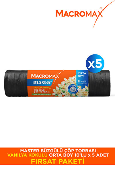 MACROMAX Master Drawstring Vanilla Scented Garbage Bag Medium Size 10Pcs X5