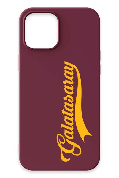 Galatasaray iPhone 12 Pro Compatible Handwritten Burgundy Silicone Licensed P...