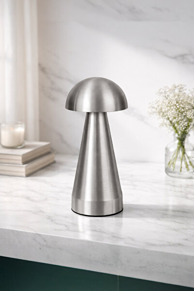 Vadi Dokunmatik Şarjlı 3 Kademeli Işıklı Gece Lambası USB Girişli Gümüş Metal...