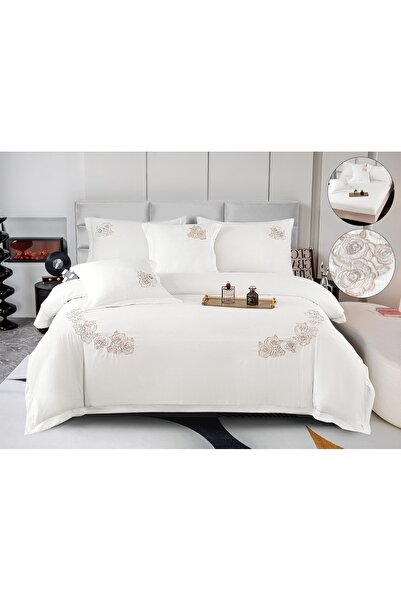 Truva Home Finet Cotton Bed Linen - 6 Pieces, 180x200 cm, Fitted Sheet